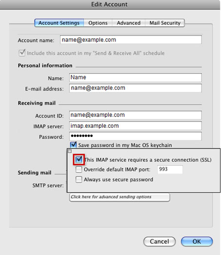 Setup ICA.NET email account on your Entourage Step 1